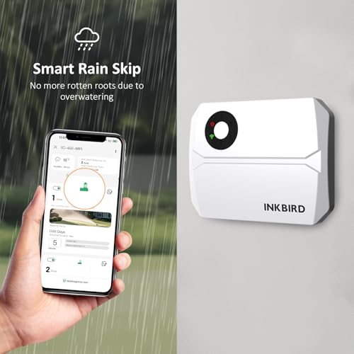 Inkbird IIC-400 4-Zone WiFi Irrigation Control Unit, Automatic WiFi Irrigation Programmer for Garden, APP Control, Integrated Non-Volatile Memory, Seasonal Adjustment, Manual Mode Support