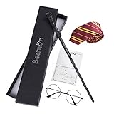 Besmon Cosplay Wand Set For Halloween|Wizard Costume|Dress Up Party,Wand Set with Glasses,Tie,Gift Card