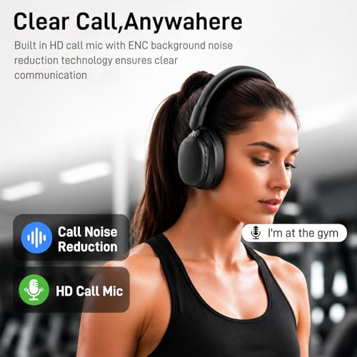 TIMU Bluetooth Headphones Over Ear, 75H Playtime Wireless Headphones with Microphone, Foldable Lightweight Headset with 3 EQ Modes, 3D Stereo Sound Low Latency for Travel Work Cellphone