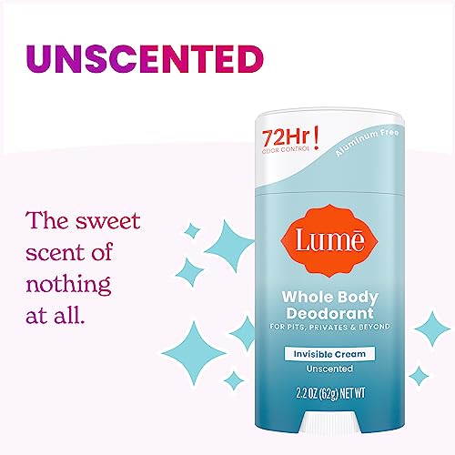 Lume Whole Body Deodorant Invisible Cream Stick 72 Hour Odor