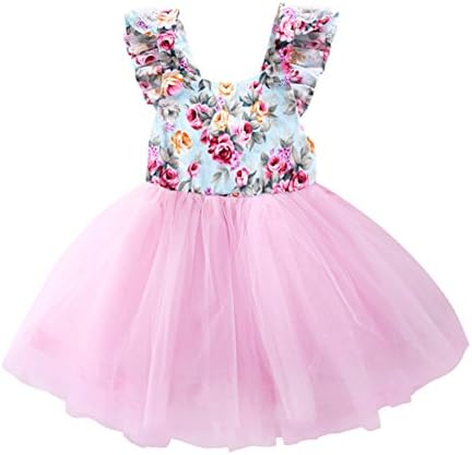 Baby Girls Floral Lace Tutu Tulle Dress Birthday Tutu Kid Girls Party Dress