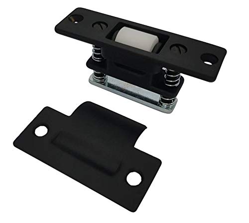 QCAA Heavy Duty Solid Brass Adjustable Silent Roller Catch, Matte Black, 1 Pack