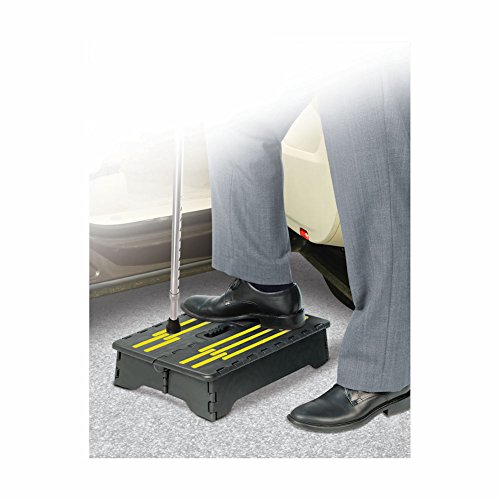 Portable Folding Riser Step with Safety Improvements - Reach Items with Ease - Gray and Yellow - Thumbnail 2
