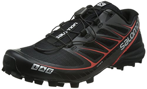 Salomon Men s S-Lab Speed Running Shoes, Black /Black /Racing Red, 8 B(M) US Women / 7 D(M) US Men