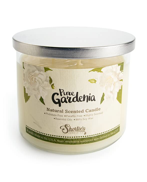 Gardenia Highly Scented Natural 3 Wick Candle, Essential Fragrance Oils