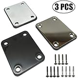TIHOOD 3PCS Electric Guitar Neck Plate with Crews, Guitar Neck Plate for Replacement Electric Guitar Part