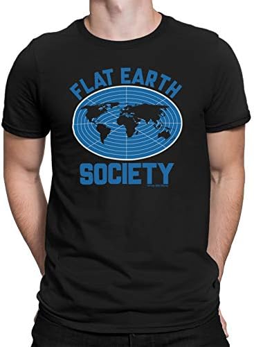 Free Will ShirtsMens Conspiracy T-Shirt Flat Earth Society, Black, L