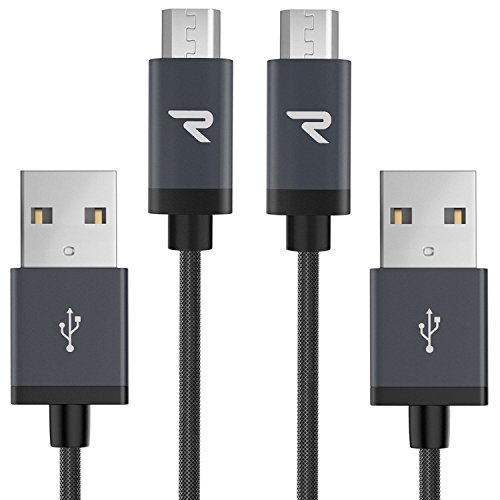 RAMPOW Micro USB Cable [3.3ft, 2-Pack], 2.4A High Speed Android Charger Cable, Compatible with Samsung S7/S6, Sony, HTC, Motorola, Kindle, LG and More-Black