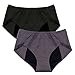Neione Women Girls Period Panties Leak Proof Menstrual Underwear 2 Pack Black Gray 4XL