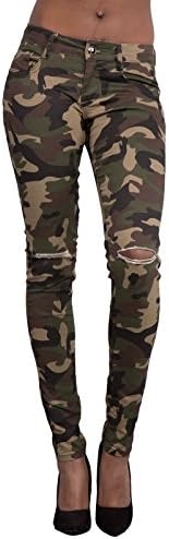 Shoeshop Top Women's Fashion Hole Camouflage Casual Pants Made in China (Size:S-XXL 1 Colour) (XL, camouflage)