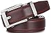 Mio Marino Ratchet Belts for Men - Genuine Leather Dress Belt - Automatic Buckle (Square Chrome Open Buckle W Mahogany Leather, Adjustable from 28