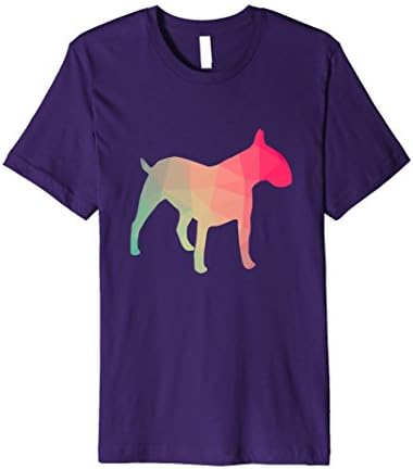 Mens Bull Terrier Geometric Poly Design T Shirt Small Purple