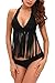 Chase Secret Womens Halter Deep V-neck Two Pieces Swimsuit Bikini Set with Tassels