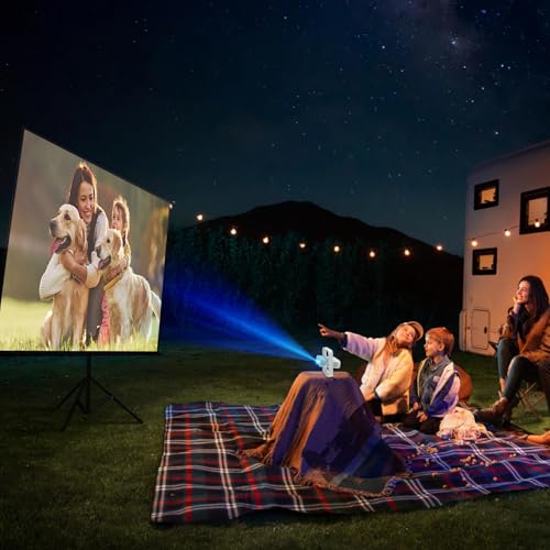 Sosoport Proyector Inteligente Soporta 4K y 1080P Nativo, Altavoces Estéreo 5W×2, Enfoque Automático, Ultra Delgado 70 mm, Gimbal 360°, Luz Ambiental RGB, WiFi 6, Bluetooth, Cine en Casa Portátil