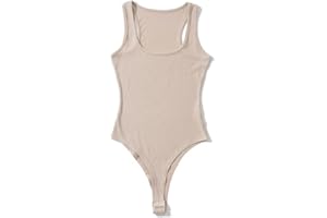 Women's Slim Fit Crew Neck Bodysuit - Sleeveless Tank Top Style, Snap Crotch, Athletic Sporty Slimming Jumpsuit