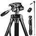 Victiv 72-inch Camera Tripod Aluminum Monopod T72 Max. Height 182 cm - Lightweight and Compact for Travel with 3-way Swivel Head and 2 Quick Release Plates for Canon Nikon DSLR Video Shooting - Black primary