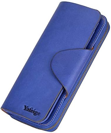 Yafeige Large Luxury Women's RFID Blocking Tri-fold Leather Wallet Zipper Ladies Clutch Purse