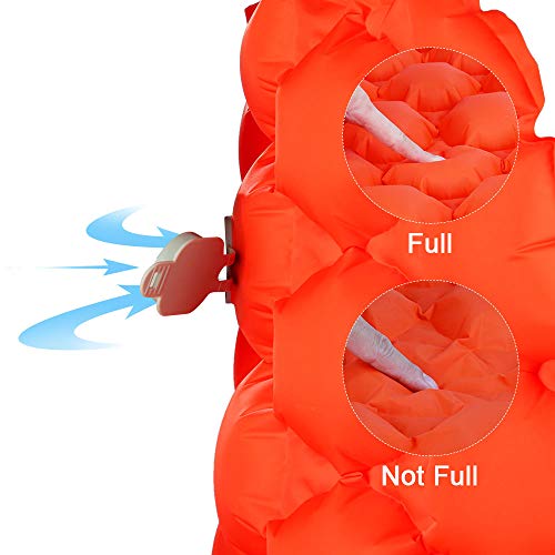 V VONTOX Sleeping Pad - Ultralight Inflatable Sleeping Mat, Best Self Serving Pad for Camping, Suitable for Camping, Backpacking, Hiking, Outing, Mountaineering - Carry Bag, Repair Kit -Orange Round - Thumbnail 3