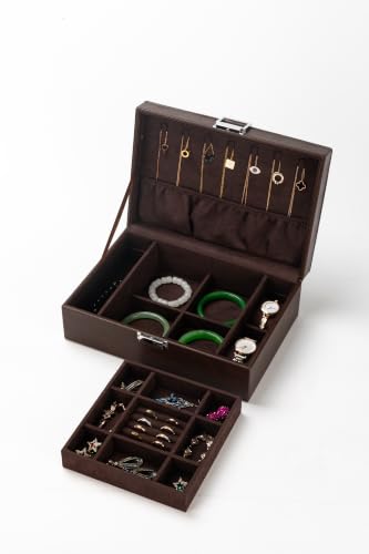 Vintage Leather Jewelry Box Organizer