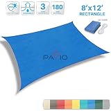 Patio Paradise 8' x 12' Blue Sun Shade Sail Rectangle Canopy - Permeable UV Block Fabric Durable Outdoor - Customized Available