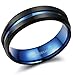 Tungary 8mm Tungsten Rings for Men Wedding Engagement Band Blue Grooved Brushed Size 7-14