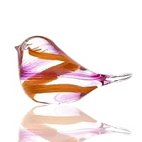 Qf Handmade Bird Blown Glass Figurine Gift for Christmas, Birthday Home Decor Pink Paper Weight