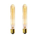 KINGSO Vintage Edison Bulbs 60W Tubular Nostalgic Filament Incandescent Antique Dimmable Light Bulb for Home Light Fixtures E27 Base T30 110V Length of 7.28 inches - 2 Pack