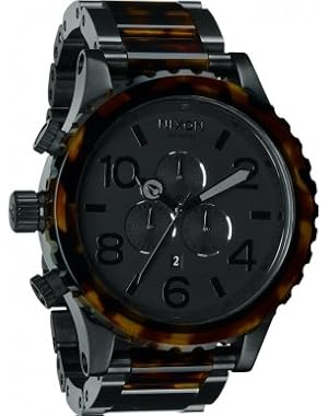 Quartz Stainless Steel Watch, Color:Black with Tortoise Center Links (Model: A083-1061)