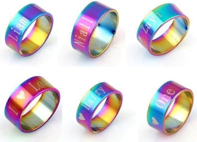 Amazon Com Silver Moon Bay One Direction Rainbow Rings Sizes 5 8 Jewelry