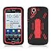 Eagle Cell PAPNP8010SPSTRDBK Advanced Rugged Armor Hybrid Combo Case with Kickstand for Pantech Flex P8010 - Retail Packaging - Red/Black