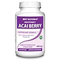 #1 Acai Berry 1200mg per Serving by Best Naturals -- 100% Pure High Potency -- Supports Fat Metabolism -- Manufactured in a USA Based GMP Certified Facility and Third Party Tested for Purity. Guaranteed!! (60 Caps)