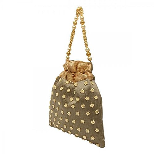 vdesi black color dotted potli for women