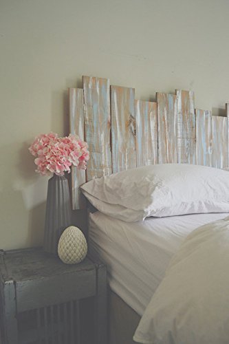 Staggered Wooden Shabby Chic Headboard Wall Art - Gray / Blue / White - Gender Neutral