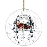 1st Christmas Married Wedding Car Decor Ornament