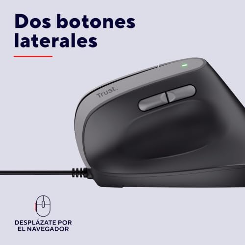 Yuno Ratón Vertical, Ratón Ergonómico para Diestros, Negro