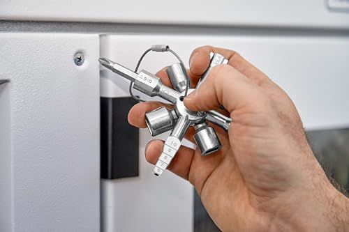 KNIPEX TwinKey Schaltschrankschlüssel, für gängige Schließsysteme, 10 Profile, 2 Kreuze, 1 Schlüssel, Universalschlüssel, Kreuzschlüssel, 00 11 01 10