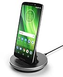 Moto G6 / Moto G7 Charger, Encased Quick Charge Stand for Motorola USB C Phones - Type C Power Cable Works with TurboPower Adapter (Moto G7 Play, G7 Power) (case-Friendly Dock Design)