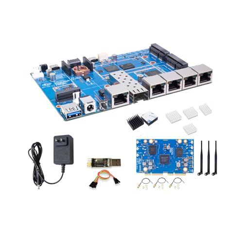 Banana Pi BPI-R4 Lite WiFi 7 Router Dev Board Kit OpenWRT - MediaTek MT7987A SoC - 2GB DDR4 RAM 8GB eMMC, 1x 2.5G SFP RJ45 WAN, 4X GbE Gigabit Ethernet for NAS Smart Home Gateway (2GB, Bundle4)