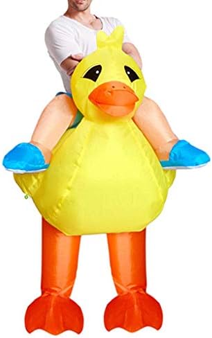 KOROWA Lovely Yellow Duck Inflatable Costume Adult Christmas Cosplay Outfit Men Animal Jumpsuit Halloween Costume
