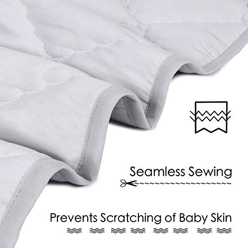 TILLYOU Ultra Soft Microfiber Toddler Quilt- Hypoallergenic Multi-Use Baby Quilted Blanket - 39" x 47" Crib Comforter for Boys Girls-Grey - Thumbnail 4