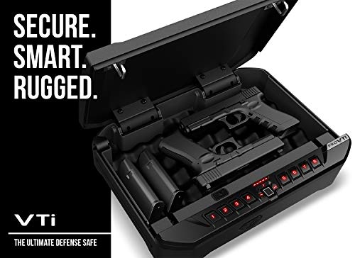 Vaultek VTi Full-Size Biometric Handgun Bluetooth Smart Safe Multiple Pistol Safe with Auto-Open Lid and Rechargeable Battery (Black)