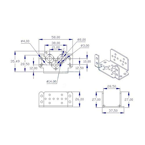 WINGONEER 2Pcs Aluminum Multifunction Servo Bracket Steering Head Robot Manipulator for MG995 MG996R S3003