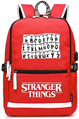 Stranger Things Casual Backpack Classic New Korean Fashion Student Bag Neutral Solid Color Oxford Men and Women Backpack Unisex (Color : Red01, Size : 37 X 16 X 43cm)