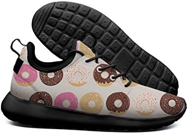 DEEEWKF Multi-color Dessert Donuts Egg Cake Cream 2018 Women's 2018 Ultra Lighweight Mesh Sports Shoes Black