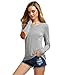 ROMWE Women's Loose Long Sleeve Elbow Patch T-Shirt