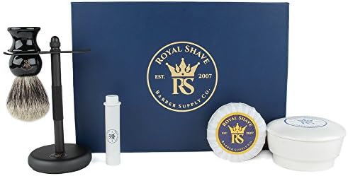 ROYAL SHAVE Everyday 4-Piece Shaving Set - Shaving Stand, Badger Brush, Shaving Cream & Alum Pen, Add-On Safety Razor Set