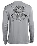 Born of Water Spearfishing Shirt - Performance Wicking Long Sleeve: Skull & Spearguns