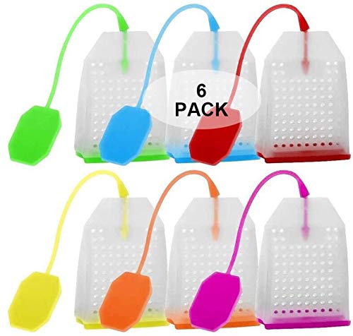 6 Pack Silicone Tea Infuser, Reusable Safe Loose Leaf Tea Bags Strainer Filter with Six Colors