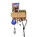 Bamboo Pet Supply Organizer All-in-One Wall Mounted Dog Leash Holder/Rack Extra Space Compartment for Storage of pet Essentials Treats/Keys/Toys