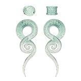 BodyJ4You Glass Spiral Tapers Kit with Plugs 4 Pieces Glow in the Dark Glass Plugs 4G-14mm